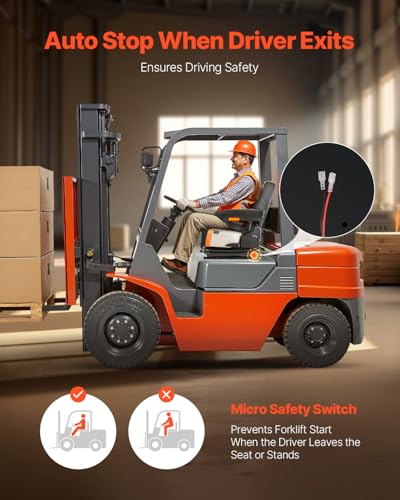 VEVOR Universal Forklift Seat, Tractor Suspension Seat with Adjustable Back