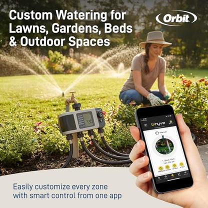 Orbit B-hyve XD 4-Port Smart Hose Watering Timer - App Controlled - Smart WeatherSense - Bluetooth Sprinkler Timer with Remote Control - Multi Outlet Yard Irrigation System - 24634 - size: 4-Port, style: Bluetooth