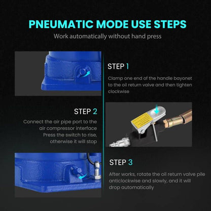 SPECSTAR Pneumatic Air Hydraulic Bottle Jack with Manual Hand Pump 20 Ton - color: Blue