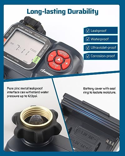 DEWENWILS 2-Zone Hose Timer with Rain Delay, Manual & Auto Watering - color: 2 Zone