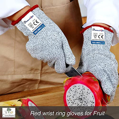 Dowellife Cut Resistant Gloves Food Grade Level 5 Protection, Safety Kitchen Cuts Gloves for Oyster Shucking, Fish Fillet Processing, Mandolin Slicing, Meat Cutting and Wood Carving. (Large-2 Pairs) - size: Large (Pack of 2), style: Original