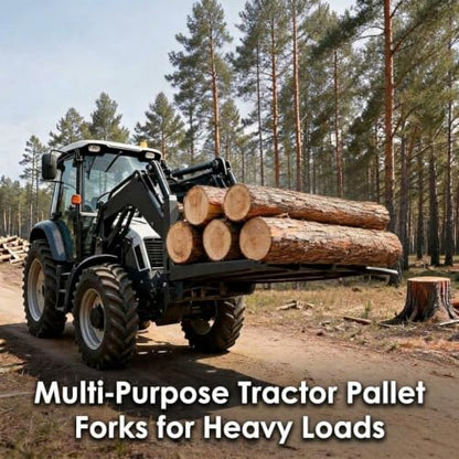 Garvee 48" Fork Blades Skid Steer Pallet Fork Frame Attachment with - size: 48" Forks