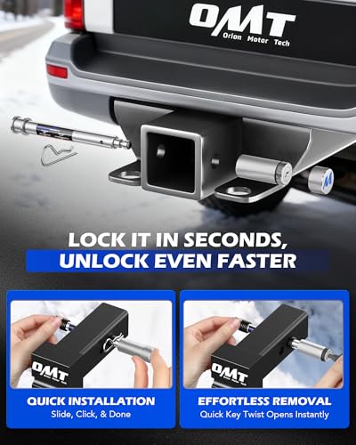 OMT Locking Hitch Pin Set with 5/8" Pin for 2 & 2.5 Receiver - color: Silver, size: 2 & 2.5 in - 1 Pack