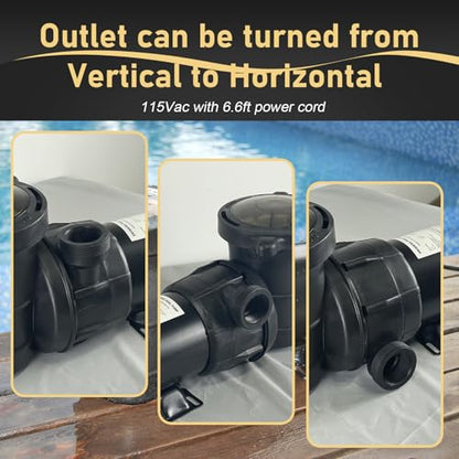 1.5HP 115Vac Above-Ground Pool Pump 4920 GPH 6.6ft Power Cord - color: Dim Gray