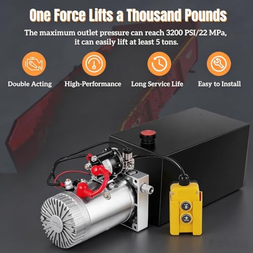 20 Quart Double Acting Hydraulic Power Unit 12V 3200 PSI - color: Double Acting, size: 20 Quart