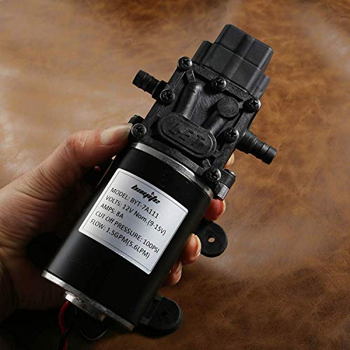 12V Diaphragm Water Pump, 1.5 GPM (5.6 L/Min) 100 PSI