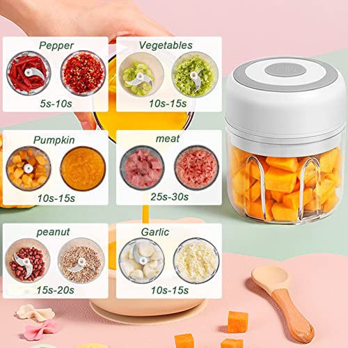 Electric Garlic Chopper, 250ML Vegetable Chopper, Food Chopper - color: 250ML White