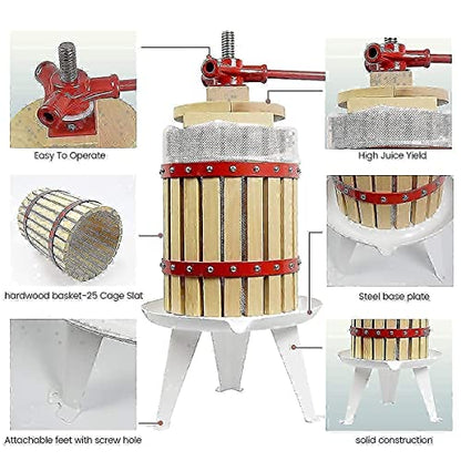 Fruit Wine Press and Crusher,100% Nature Apple&Grape&Berries Crusher Manual Juice Maker for Kitchen
