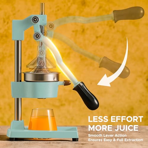 CO-Z Manual Citrus Juicer, Heavy-Duty Manual Juicer with Conical & Flat Pressure Plates, Professional Lemon Squeezer for Orange Pom Lime Lemon Juice, Dishwasher Safe Juice Press, Blue - color: Blue