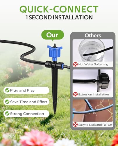HIRALIY 100FT Drip Irrigation Kit with Timer, Pressure Compensated - size: 100FT