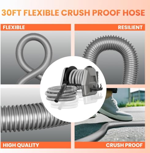 Giraffe Tools Vacuum Hose Reel with 30ft Extension Retractable Hose1-1/4''