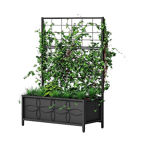Zhongma Sturdy Raised Garden Bed with Trellis (15.75 x 35.43 x 48.8 in) for Vegetables Flower, Planter Box for Backyard Patio Balcony - size: 15.75 x 35.43 x 48.8 in
