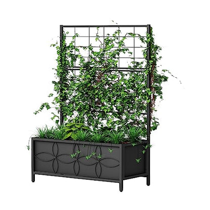 Zhongma Sturdy Raised Garden Bed with Trellis (15.75 x 35.43 x 48.8 in) for Vegetables Flower, Planter Box for Backyard Patio Balcony - size: 15.75 x 35.43 x 48.8 in
