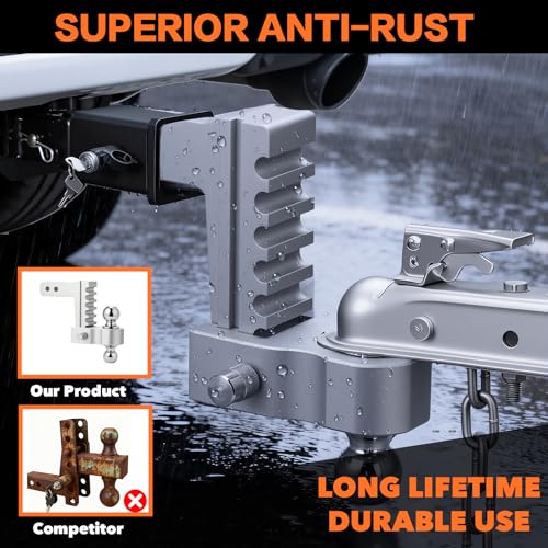 6 Inch Drop/Rise Aircraft-Grade Aluminum Trailer Hitch for 2" Receiver