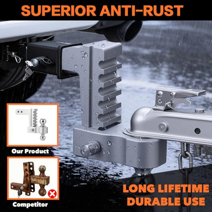 6 Inch Drop/Rise Aircraft-Grade Aluminum Trailer Hitch for 2" Receiver