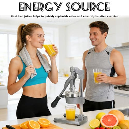 Cast Iron Juicer Hand Press Heavy Duty, Orange Juicer - color: Gray