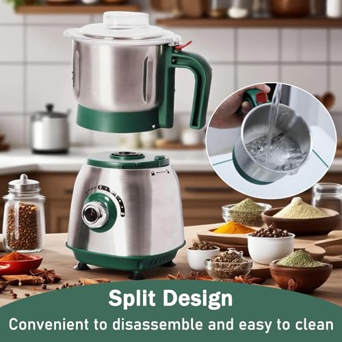 Electric Grinder for Kitchen, 500W Spice Grinder for Coffee & Grains - color: Green