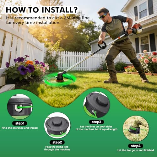 155 String Trimmer Line,Round Green Weed Eater String, Premium Nylon Universal 0.155" Diameter x 1LB - color: .155in × 1LB-Grn