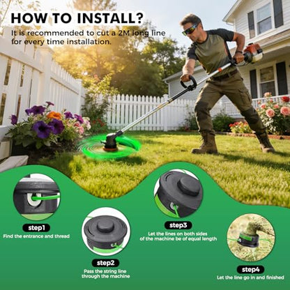 155 String Trimmer Line,Round Green Weed Eater String, Premium Nylon Universal 0.155" Diameter x 1LB - color: .155in × 1LB-Grn