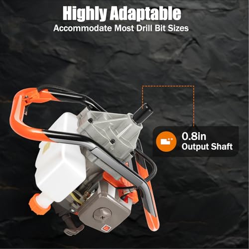 71CC 2-Stroke Post Hole Digger with 3 Drill Bits (4", 6", 8") - color: 71CC, 2.3KW