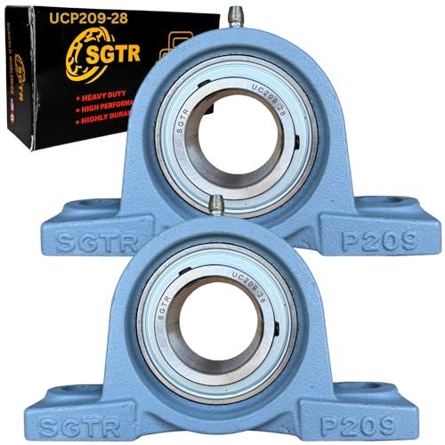 (2 Pack) Heavy Duty UCP209-28 Pillow Block Bearing, 1-3/4 inch Bore, Self-Aligning, Industrial Grade, Chrome Steel Bearing Units, Solid Cast Iron Units - size: UCP209-28
