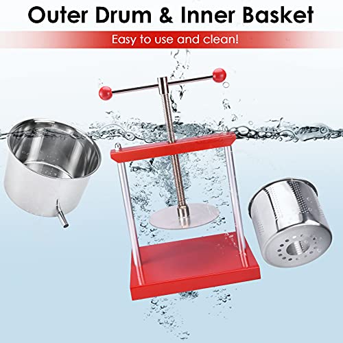 0.53Gal Fruit Press,Cheese Making Press Tincture Herbal Honey Manual Press,2L Apple Cider Wine Press Food Press,Handmade Fruit Crusher Wine Making Kit for Orange Crushes/Vodka/Brandy