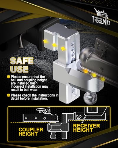 RENO Trailer Hitch (3" Receiver) - 8" Drop/Rise Adjustable Trailer Hitch - size: 3" Receiver x 8" Drop/Rise