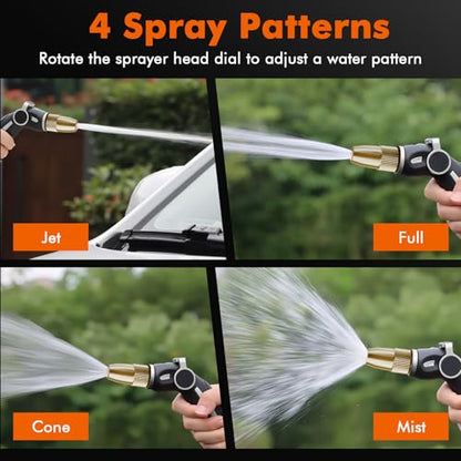 RESTMO Garden Hose Nozzle, Heavy Duty Water Hose Sprayer Nozzle, Silver - color: Silver, size: 4 Watering Patterns