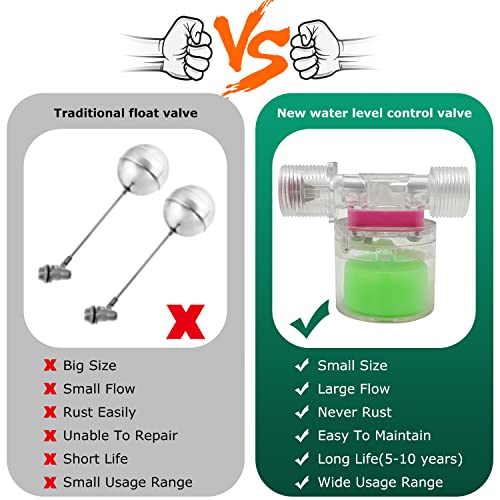 Transparency Water Float Valve, Water Level Control Water Tank Traditional Float Valve Upgrade (1/2“ SIDE) - size: 1/2“ SIDE