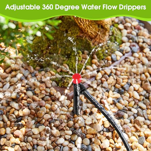 60Pcs Drip Irrigation Emitters – 360° Adjustable Flow for 1/4" Tubing - color: Red