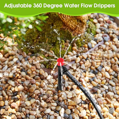 60Pcs Drip Irrigation Emitters – 360° Adjustable Flow for 1/4" Tubing - color: Red