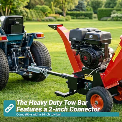 Wood Chipper 5'' Gas Powered Engine 15HP 20:1 Reduction Ratio