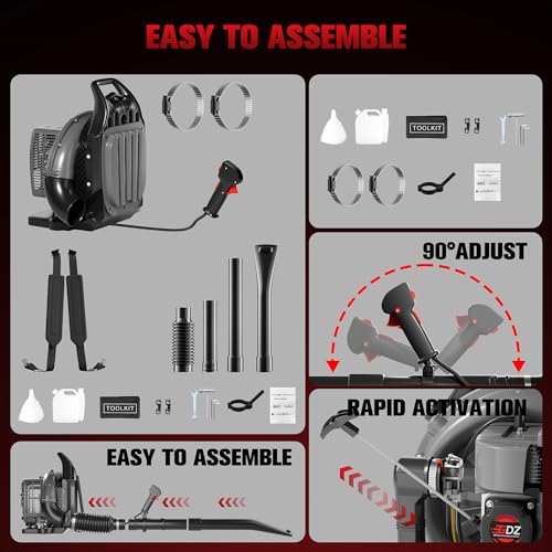 TDH Backpack Leaf Blower,63CC Backpack Blower with 665 CFM & 205 MPH - color: Black