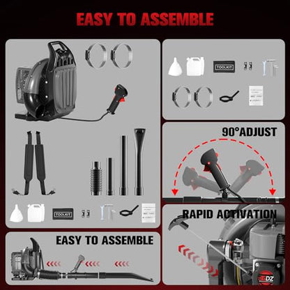 TDH Backpack Leaf Blower,63CC Backpack Blower with 665 CFM & 205 MPH - color: Black