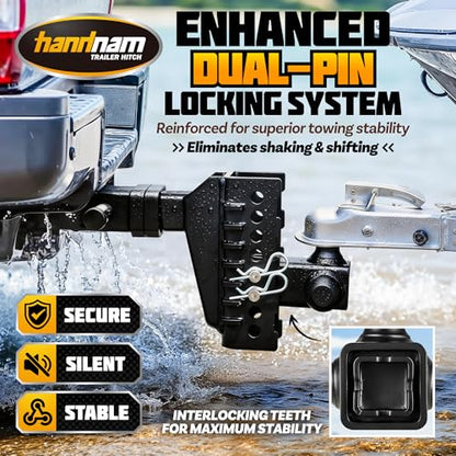 Drop Hitch Adjustable Trailer Hitch with 6" Drop/Rise, Fits 2" Receiver - size: 18500 LBS