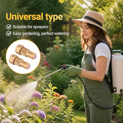 2pcs Brass Adjustable Spray Nozzle Tips, Ceramic Core Mist & Stream Modes Heavy Duty High Pressure Water Hose Replacement for Backpack Garden & Lawn Sprayers Compatible with Farm Irrigation System