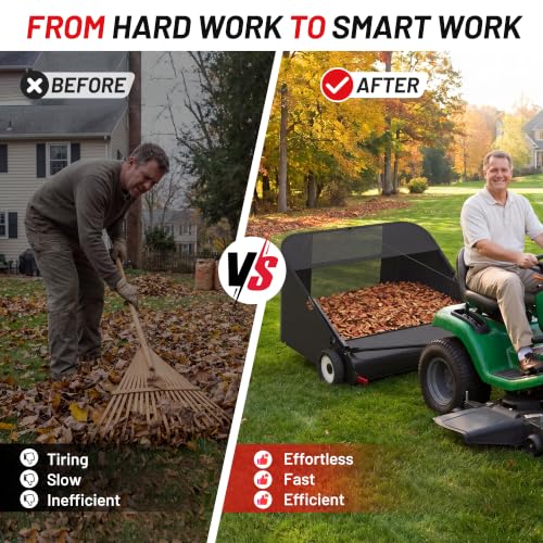 Suchtale 52 Inch Tow Behind Lawn Sweeper with 26 Cu Ft Hopper - size: 52''