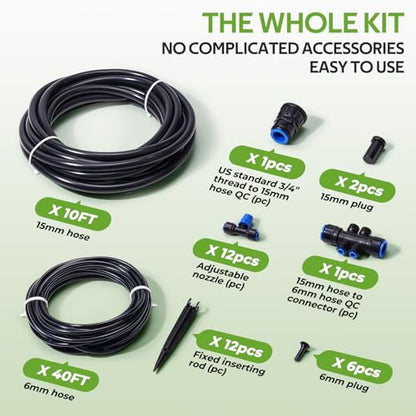 HIRALIY 50FT Vortex Drip Irrigation Kit - size: 50 FT