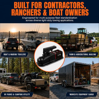 NBJINGYI Straight Trailer Coupler for 2" Ball and 2" Channel Tongue, 3500 lbs Gross Weight Capacity, E-Coated Black Steel for Boat, Utility and Equipment Trailers - size: BALL 2", CHANNEL 2" 3500LBS Black