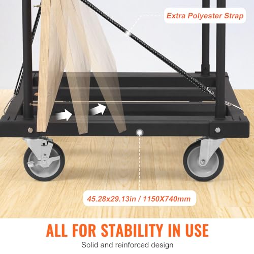 VEVOR Folding Table Cart, Heavy Duty Table Trolley with 5" Swivel Wheels, 1800 LBS Drywall Dolly Cart for Garage, Home, Warehouse, Party Event Hotel Furniture 10 Table Capacity - style: 1800LBS - Double Bar
