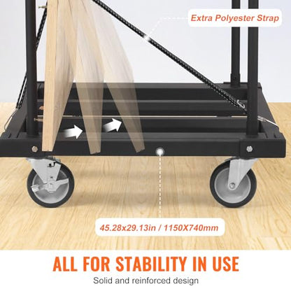 VEVOR Folding Table Cart, Heavy Duty Table Trolley with 5" Swivel Wheels, 1800 LBS Drywall Dolly Cart for Garage, Home, Warehouse, Party Event Hotel Furniture 10 Table Capacity - style: 1800LBS - Double Bar