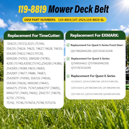 119-8819 Deck Belt 113.1" x 0.5" Replacement for Toro TimeCutter - size: 119-8819
