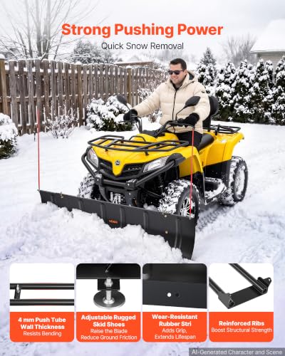 VEVOR Snow Plow Kit 43 in/60 in Width Adjustable Universal Plow Attachment - size: 43in-60in Adjustable