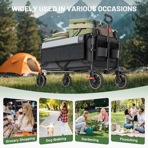 Timber Ridge Collapsible Wagon Cart with Brakes - color: Gray, size: 200L