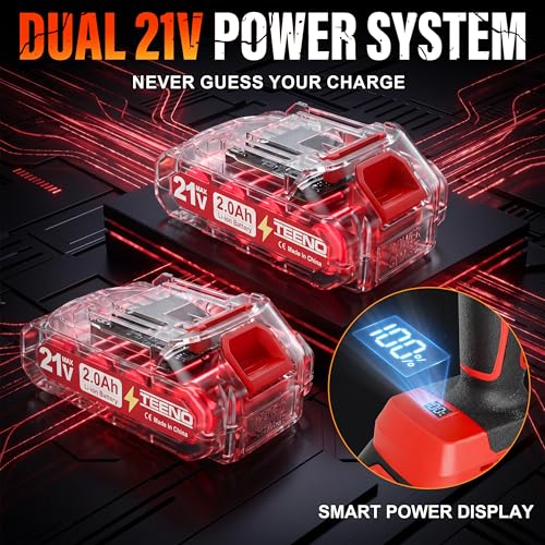 TEENO Cordless Angle Grinder 3", 21V Mini Cut-Off Tool, LCD Battery Display - color: Red