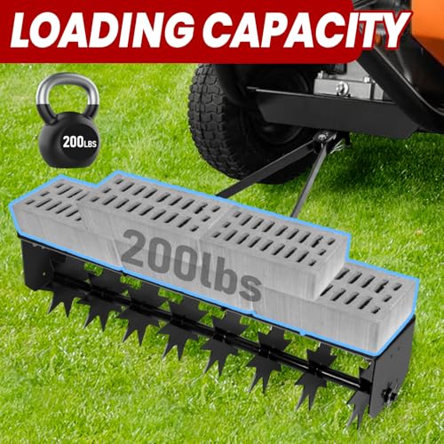 32"" Tow Behind Spike Aerator, Tractor Lawn Aerator with 8 Steel Spike Disks, Soil Mower Hitch, Lawn Soil Penetrator with Extra-Wide Tow Bar for Farm, Planting (Black, 32 in) - style: Tungsten Alloy