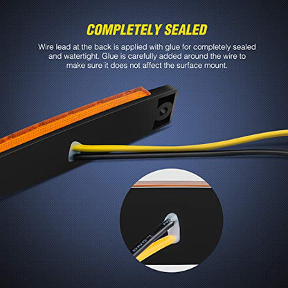 Nilight 3.8 Inch 6 LED Amber Trailer Side Marker Lights,10 Pack - color: 3.8" Amber 10Pcs