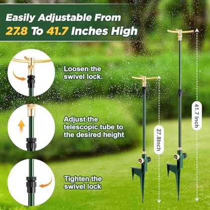 2 PCS 3-Arm Garden Sprinkler, Lawn Sprinkler with Adjustable Base - style: 2 Pack 3-arm sprinklers