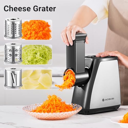 AAOBOSI Meat Grinder Electric, [2800W Max] Meat Grinder, Cheese Grater, Sausage Maker & Kibbe Kit for Home Use - color: Silver+Black