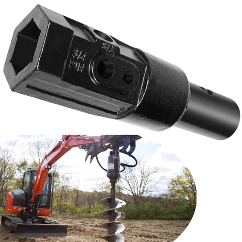 Heavy Duty Auger Adapter 2" Female Hex to 2-9/16" Male Round Bit Converter for Auger, Mini Skid Steer,Implement, Skid Steer Loader, Tractor - size: 2 in F Hex to 2-9/16 in M Round